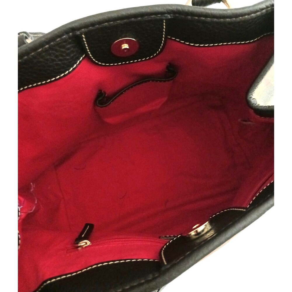 VTG Dooney & Bourke Madras Plaid Ladybug Satchel Top Handle Bag Blk Pebbled Trim - Picture 10 of 13
